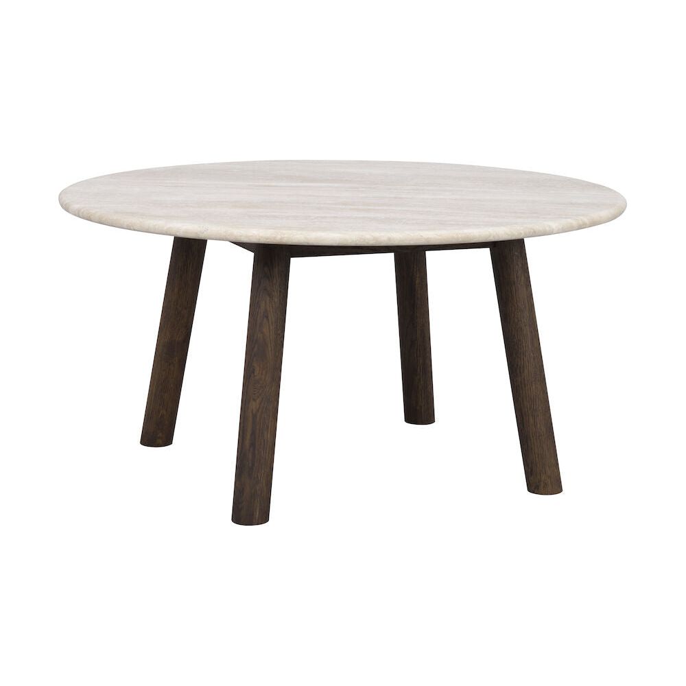 TARANSAY Couchtisch Rund Beige/braun 90x90x45cm - ZEN ZONE Furniture
