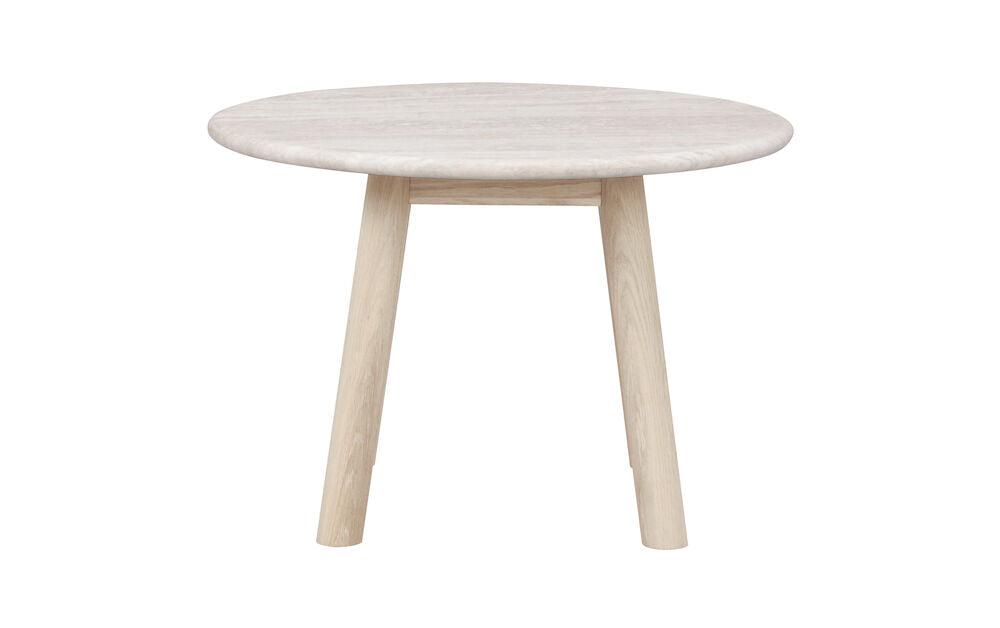 TARANSAY Couchtisch Rund Beige/Weiß pigmentiert 60x60x40cm - ZEN ZONE Furniture