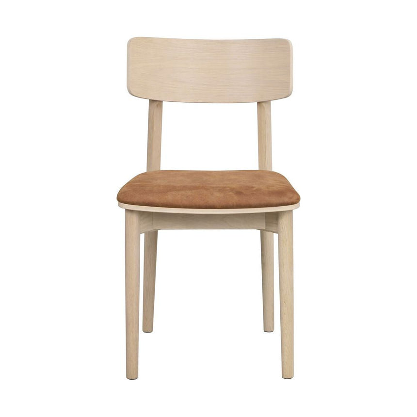 WOLCOTT Esszimmerstuhl Weiß pigmentiert/braun 45x49x84cm - ZEN ZONE