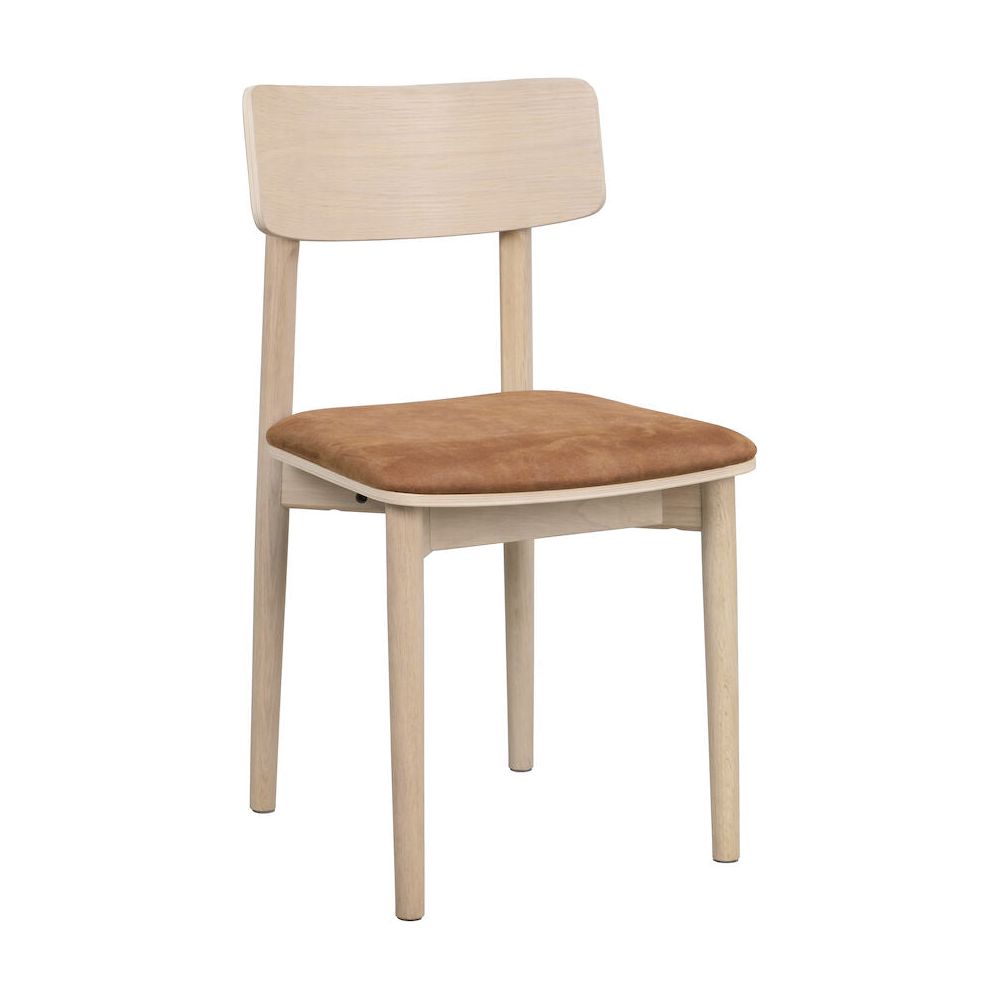 WOLCOTT Esszimmerstuhl Weiß pigmentiert/braun 45x49x84cm - ZEN ZONE
