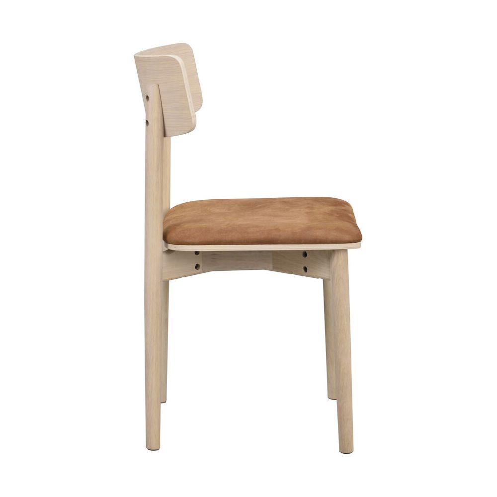 WOLCOTT Esszimmerstuhl Weiß pigmentiert/braun 45x49x84cm - ZEN ZONE