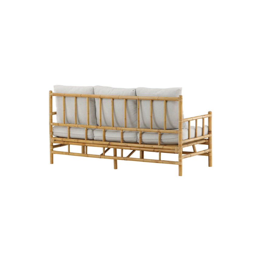 Cane 3-Sitzer Sofa - Bambus / Graues Kissen - ZEN ZONE Furniture