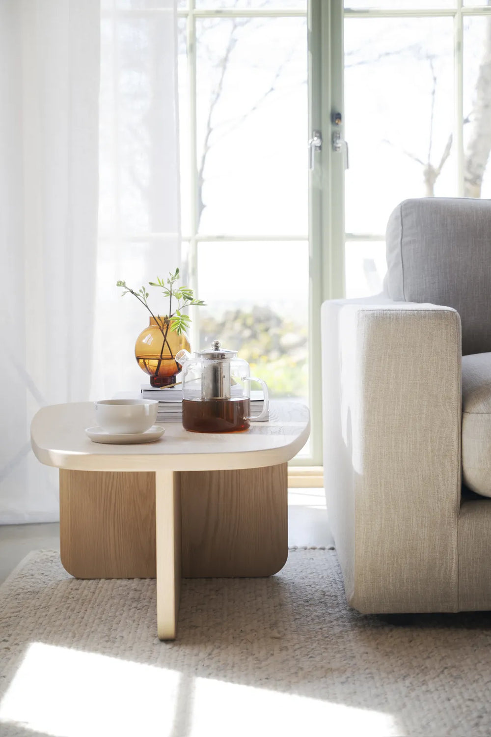 BILLINGS Couchtisch aus Eiche Weiß pigmentiert 89x59x34cm - ZEN ZONE Furniture