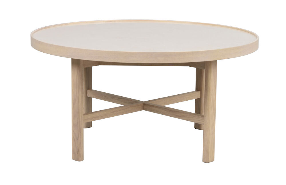 MARSDEN Couchtisch Rund Beige/Weiß pigmentiert 90x90x45cm - ZEN ZONE Furniture