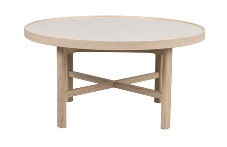 MARSDEN Couchtisch Rund Beige/Weiß pigmentiert 90x90x45cm - ZEN ZONE Furniture