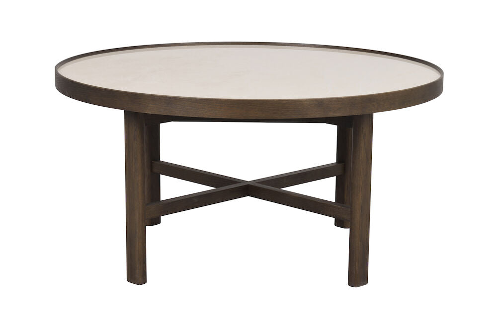 MARSDEN Couchtisch Rund Beige/braun 90x90x45cm - ZEN ZONE Furniture