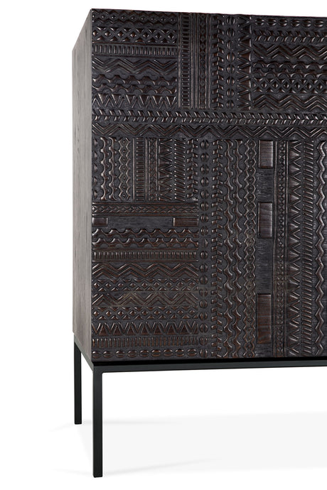 Tabwa Sideboard - lackiertes Teak - off black - 3 Türen - 150 x 45 x 85 cm - ZEN ZONE Furniture