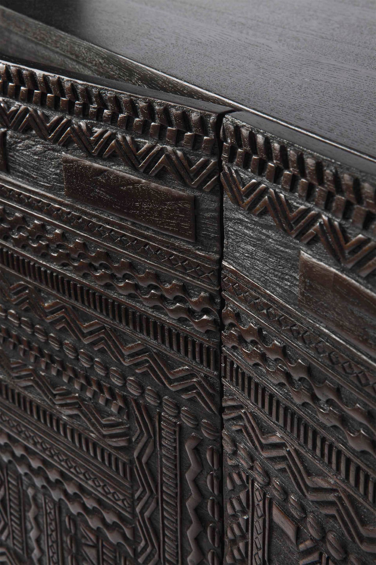 Tabwa Sideboard - lackiertes Teak - off black - 4 Türen - 200 x 45 x 85 cm - ZEN ZONE Furniture