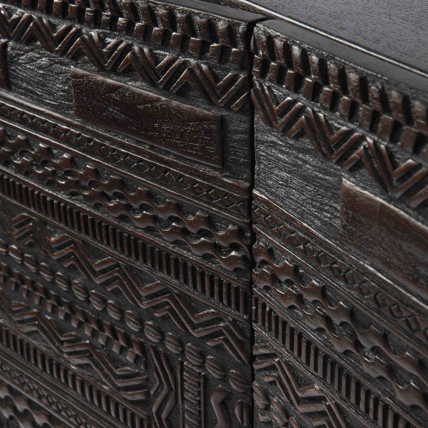 Tabwa Sideboard - lackiertes Teak - off black - 3 Türen - 150 x 45 x 85 cm - ZEN ZONE Furniture
