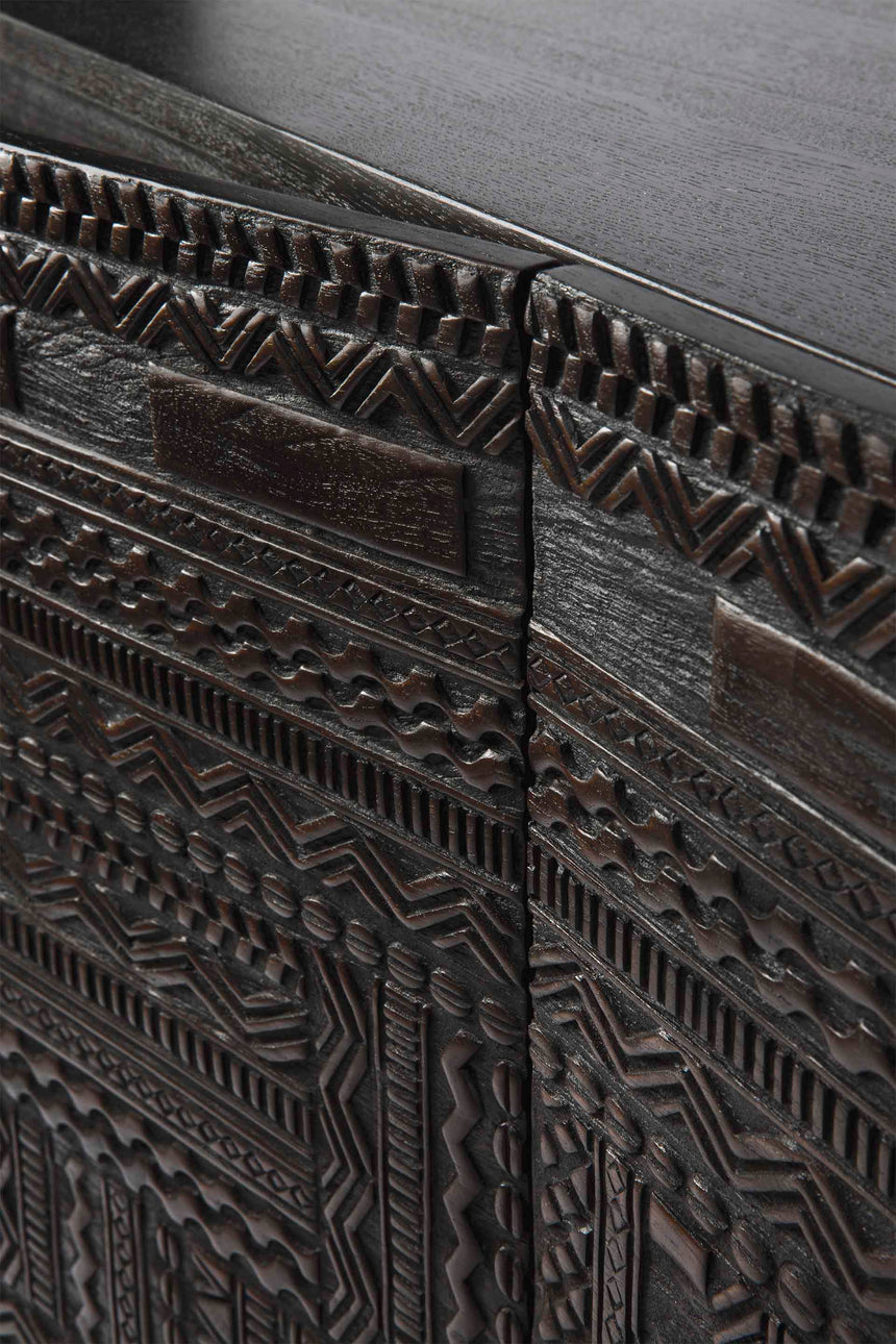 Tabwa Sideboard - lackiertes Teak - off black - 3 Türen - 150 x 45 x 85 cm - ZEN ZONE Furniture