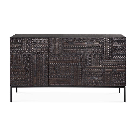 Tabwa Sideboard - lackiertes Teak - off black - 3 Türen - 150 x 45 x 85 cm - ZEN ZONE Furniture