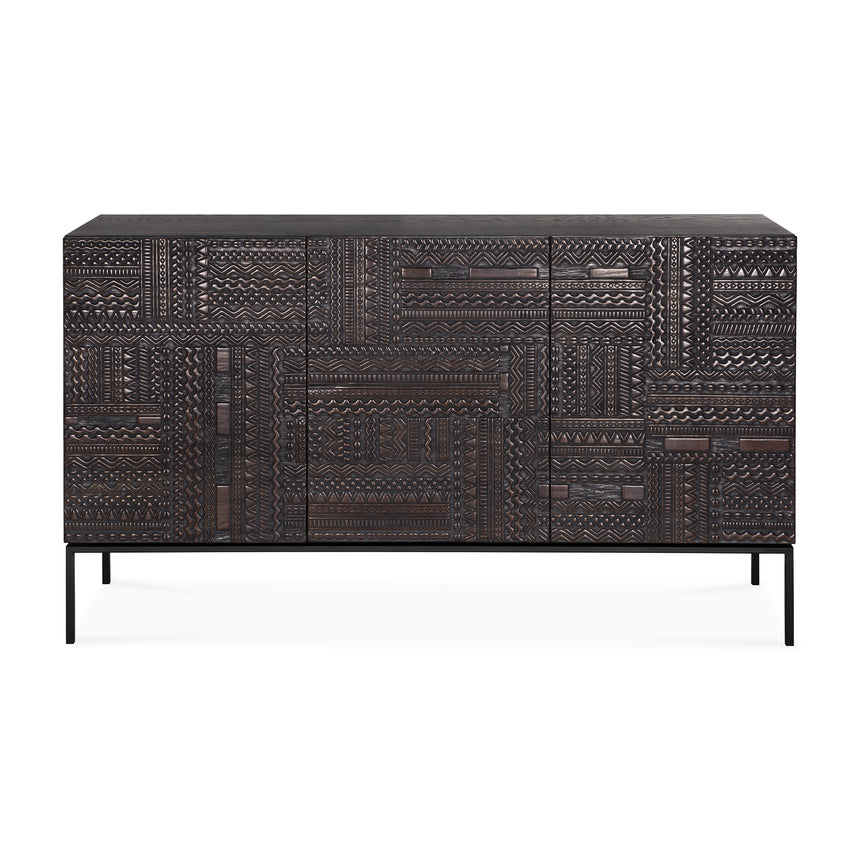 Tabwa Sideboard - lackiertes Teak - off black - 3 Türen - 150 x 45 x 85 cm - ZEN ZONE Furniture