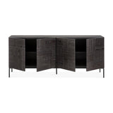 Tabwa Sideboard - lackiertes Teak - off black - 4 Türen - 200 x 45 x 85 cm - ZEN ZONE Furniture