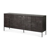 Tabwa Sideboard - lackiertes Teak - off black - 4 Türen - 200 x 45 x 85 cm - ZEN ZONE Furniture