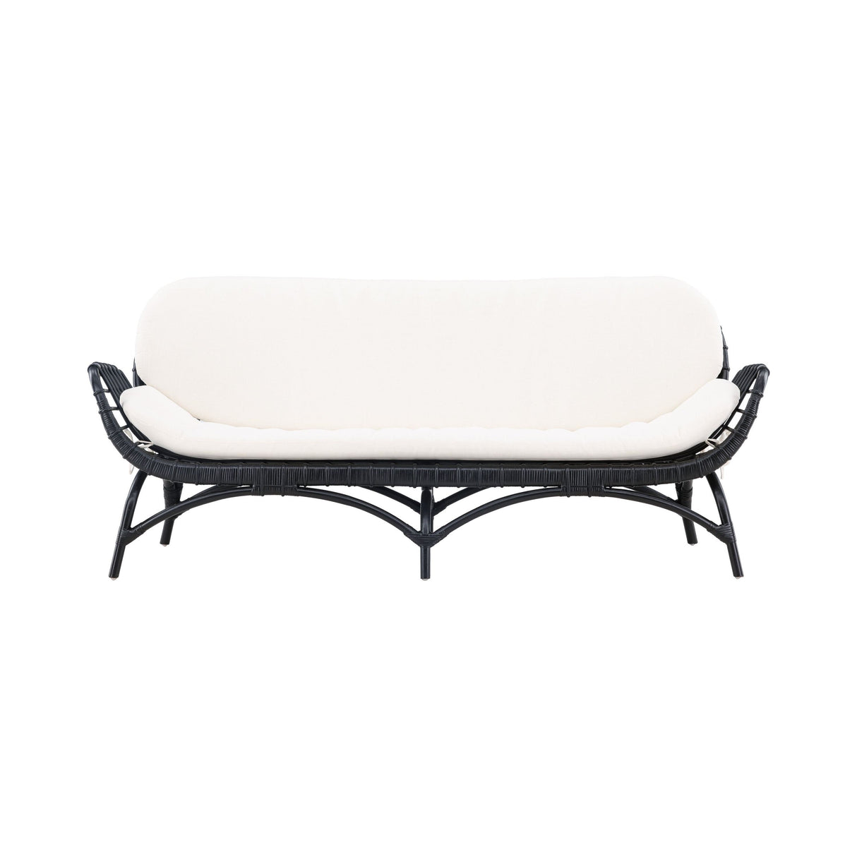 Moana 2-Sitzer Sofa - Schwarzes Rattan / Weißes Spunpolyster - ZEN ZONE Furniture