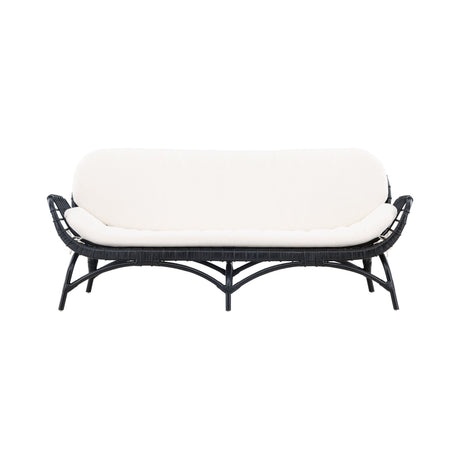 Moana 2-Sitzer Sofa - Schwarzes Rattan / Weißes Spunpolyster - ZEN ZONE Furniture