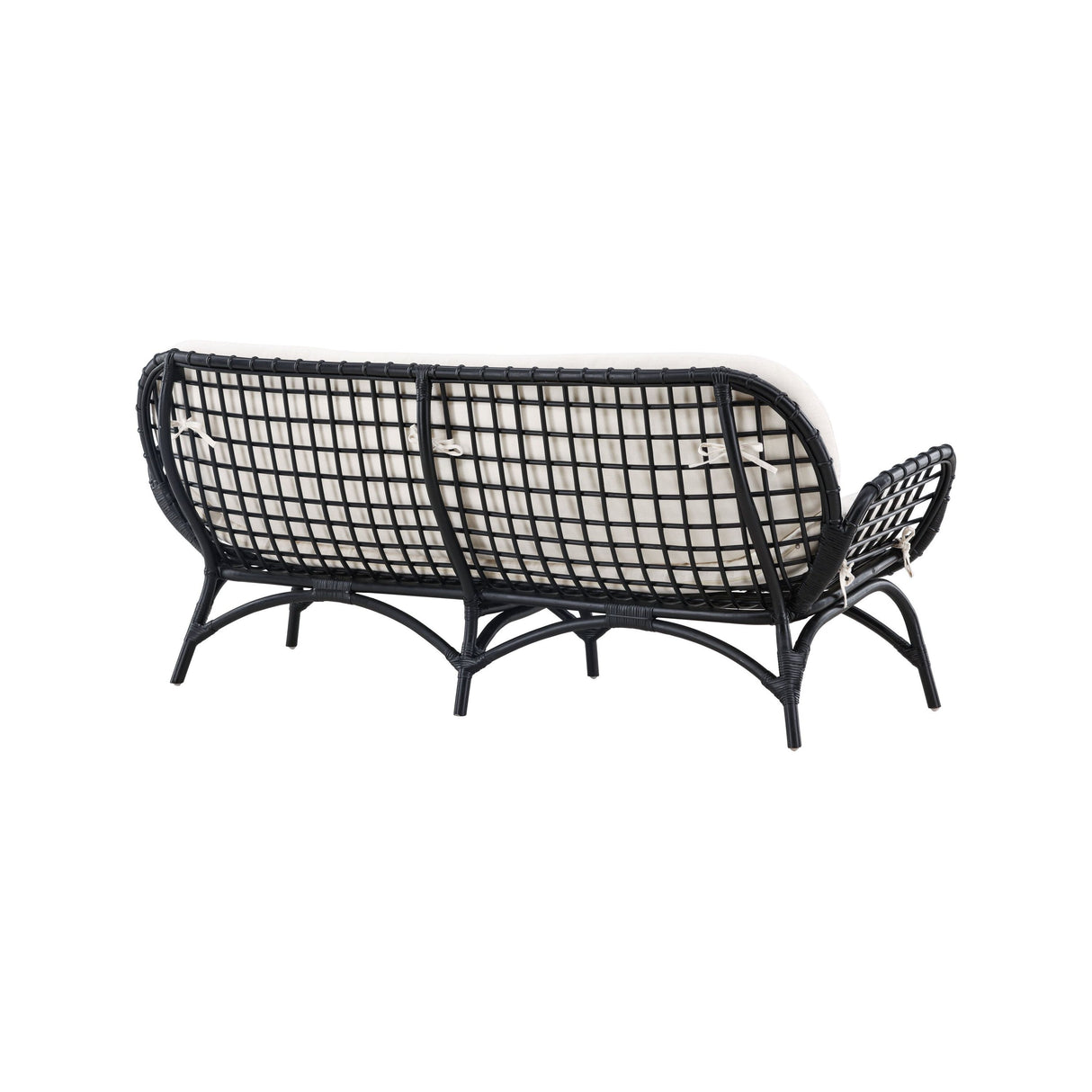 Moana 2-Sitzer Sofa - Schwarzes Rattan / Weißes Spunpolyster - ZEN ZONE Furniture