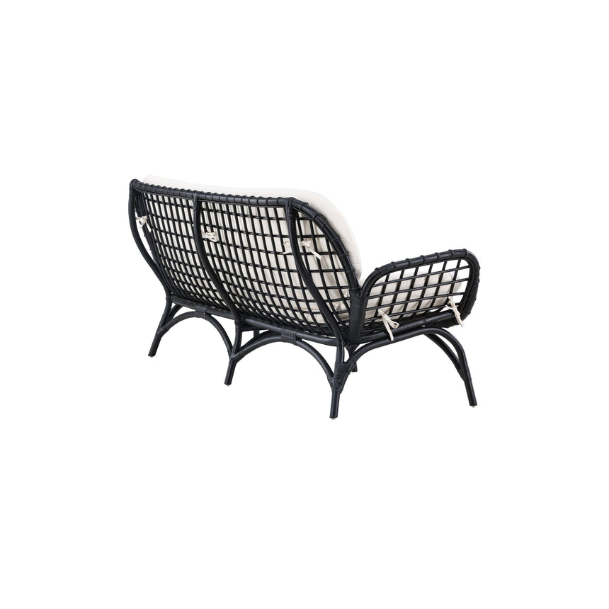Moana 2-Sitzer Sofa - Schwarzes Rattan / Weißes Spunpolyster - ZEN ZONE Furniture