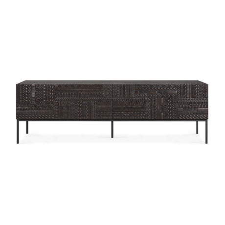 Tabwa TV-Schrank - lackiertes Teak - off black - 1 Klapptür - 1 Schublade - 160 x 45 x 51 cm - ZEN ZONE Furniture