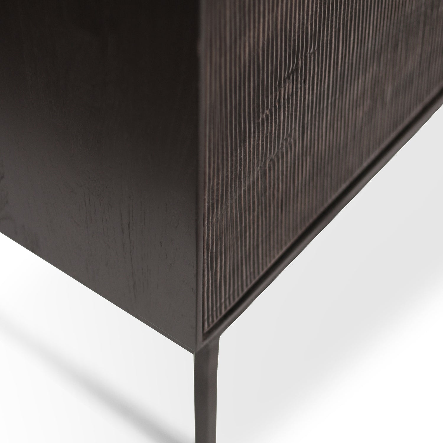Grooves Sideboard - lackiertes Teak - off black - 4 Türen - 202 x 45 x 87 cm - ZEN ZONE Furniture
