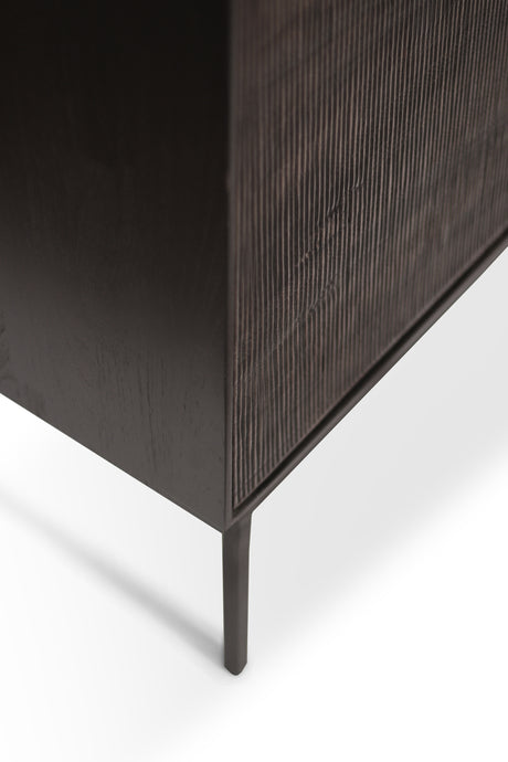 Grooves Sideboard - lackiertes Teak - off black - 3 Türen - 152 x 45 x 87 cm - ZEN ZONE Furniture