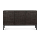 Grooves Sideboard - lackiertes Teak - off black - 3 Türen - 152 x 45 x 87 cm - ZEN ZONE Furniture