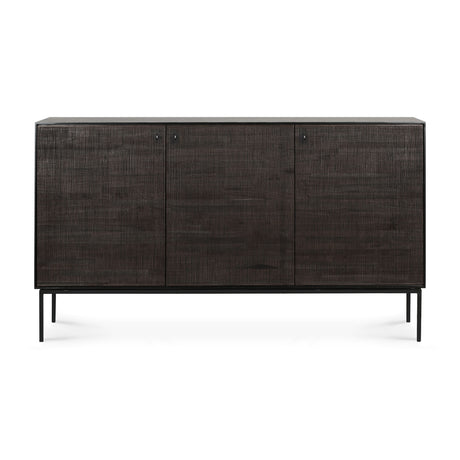 Grooves Sideboard - lackiertes Teak - off black - 3 Türen - 152 x 45 x 87 cm - ZEN ZONE Furniture