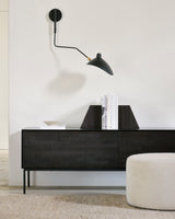 Grooves TV-Schrank - lackiertes Teak - off black - 1 Klapptür - 1 Schublade - 162 x 45 x 53 cm - ZEN ZONE Furniture
