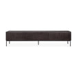 Grooves TV-Schrank - lackiertes Teak - off black - 1 Klapptür - 2 Schubladen - 242 x 45 x 53 cm - ZEN ZONE Furniture
