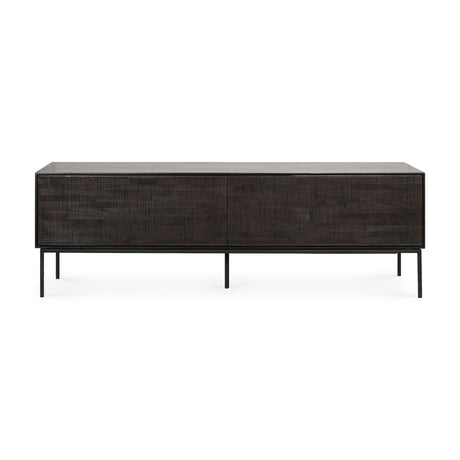 Grooves TV-Schrank - lackiertes Teak - off black - 1 Klapptür - 1 Schublade - 162 x 45 x 53 cm - ZEN ZONE Furniture