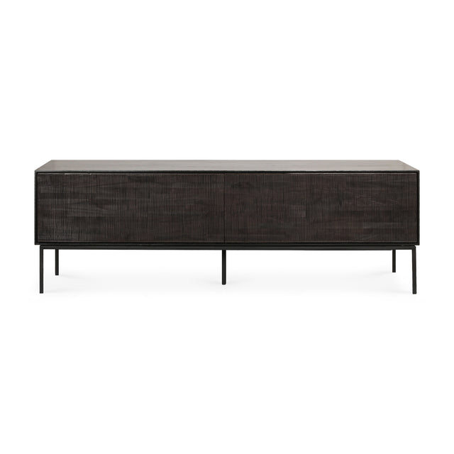 Grooves TV-Schrank - lackiertes Teak - off black - 1 Klapptür - 1 Schublade - 162 x 45 x 53 cm - ZEN ZONE Furniture