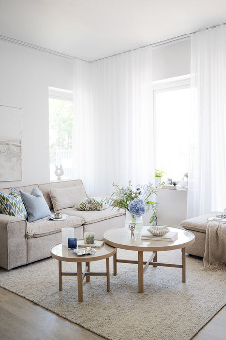 MARSDEN Couchtisch Rund Beige/Weiß pigmentiert 60x60x40cm - ZEN ZONE Furniture