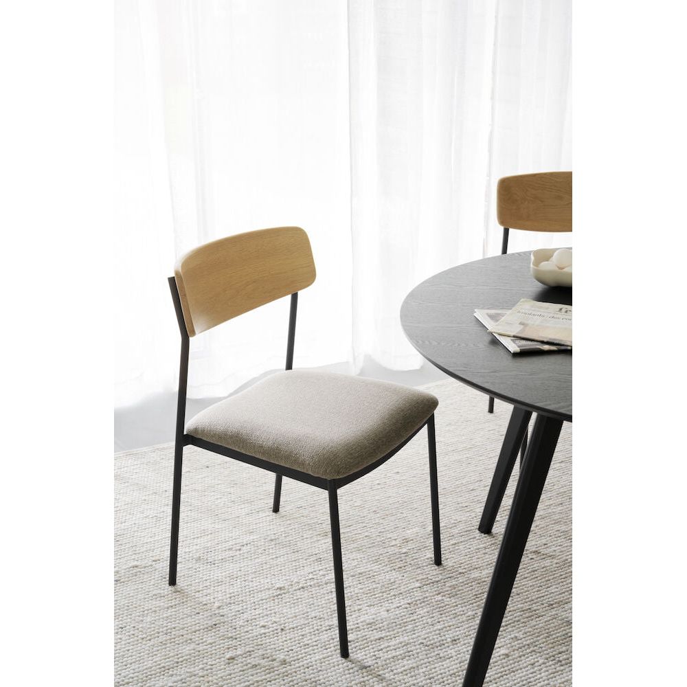 MAYMONT Esszimmerstuhl Eiche/dunkelbeige/schwarz 50x53x83cm - ZEN ZONE