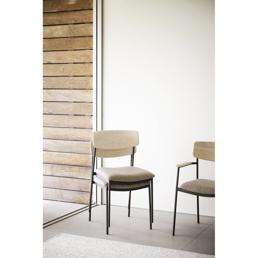 MAYMONT Esszimmerstuhl Weiß pigmentiert/dunkelbeige/schwarz 50x53x83cm - ZEN ZONE