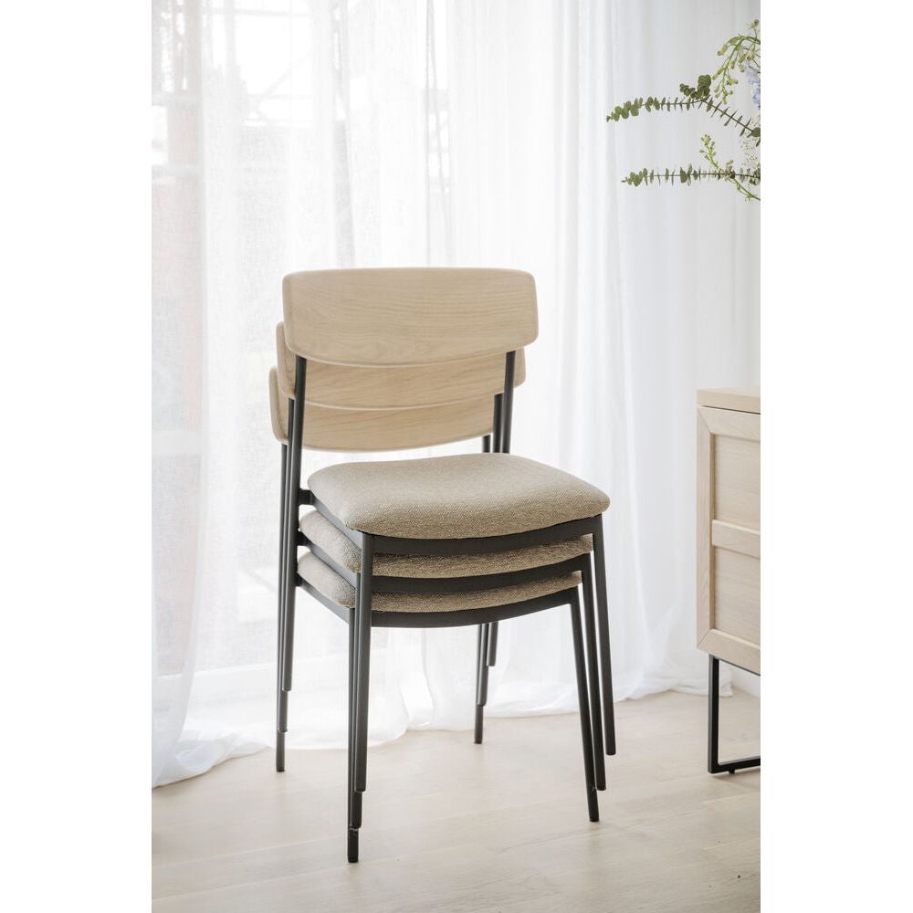 MAYMONT Esszimmerstuhl Weiß pigmentiert/dunkelbeige/schwarz 50x53x83cm - ZEN ZONE