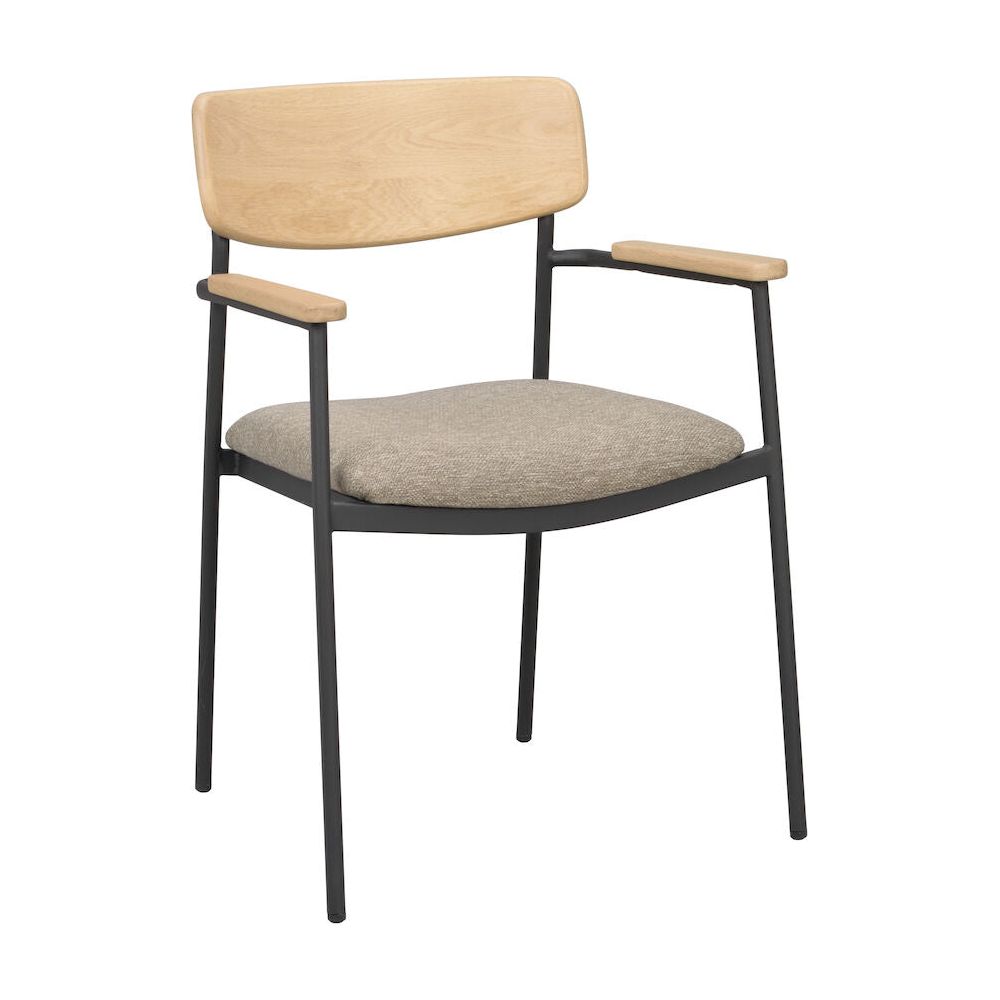 MAYMONT Esszimmerstuhl Eiche/dunkelbeige/schwarz 59x53x83cm - ZEN ZONE