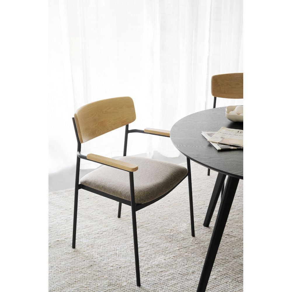 MAYMONT Esszimmerstuhl Eiche/dunkelbeige/schwarz 59x53x83cm - ZEN ZONE