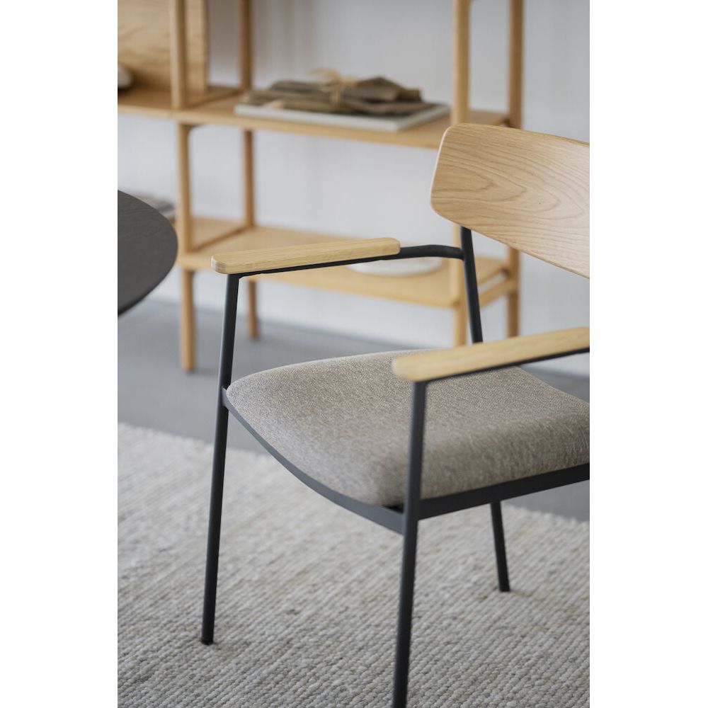 MAYMONT Esszimmerstuhl Eiche/dunkelbeige/schwarz 59x53x83cm - ZEN ZONE