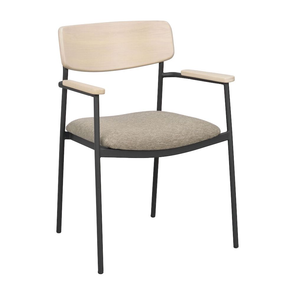 MAYMONT Esszimmerstuhl Weiß pigmentiert/dunkelbeige/schwarz 59x53x83cm - ZEN ZONE