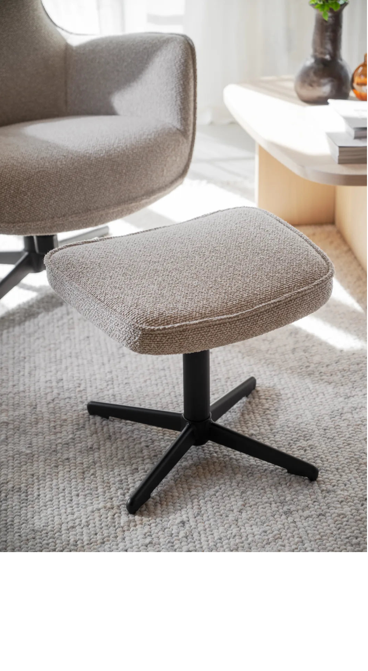 JENKINS Sofasessel drehbar, schaukelbar, in Beige/schwarz 85x73x100cm - ZEN ZONE Furniture