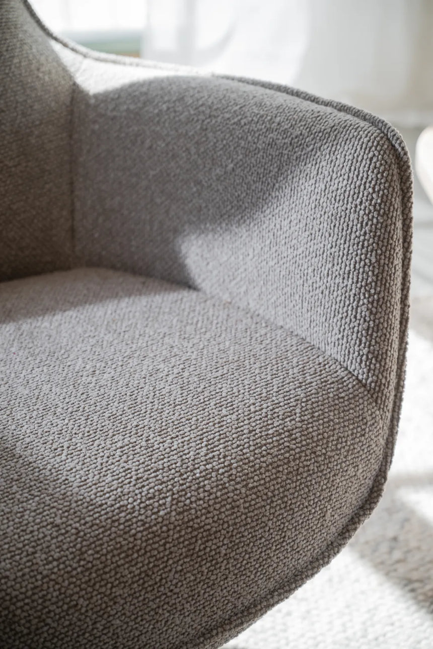 JENKINS Sofasessel drehbar, schaukelbar, in Beige/schwarz 85x73x100cm - ZEN ZONE Furniture