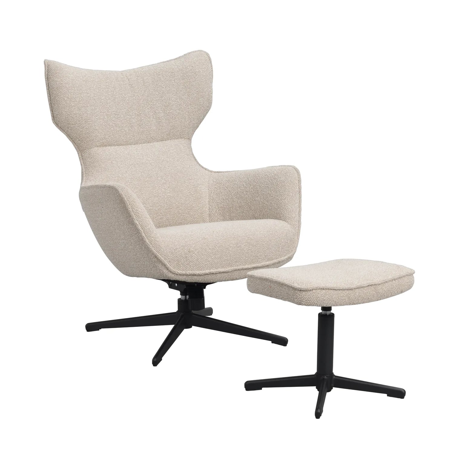 JENKINS Sofasessel drehbar, schaukelbar, in Beige/schwarz 85x73x100cm - ZEN ZONE Furniture