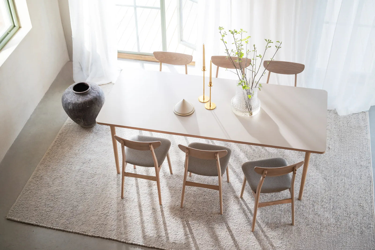 FAIRMOUNT Esstisch Beige/Weiß pigmentiert 220x95x75cm - ZEN ZONE Furniture