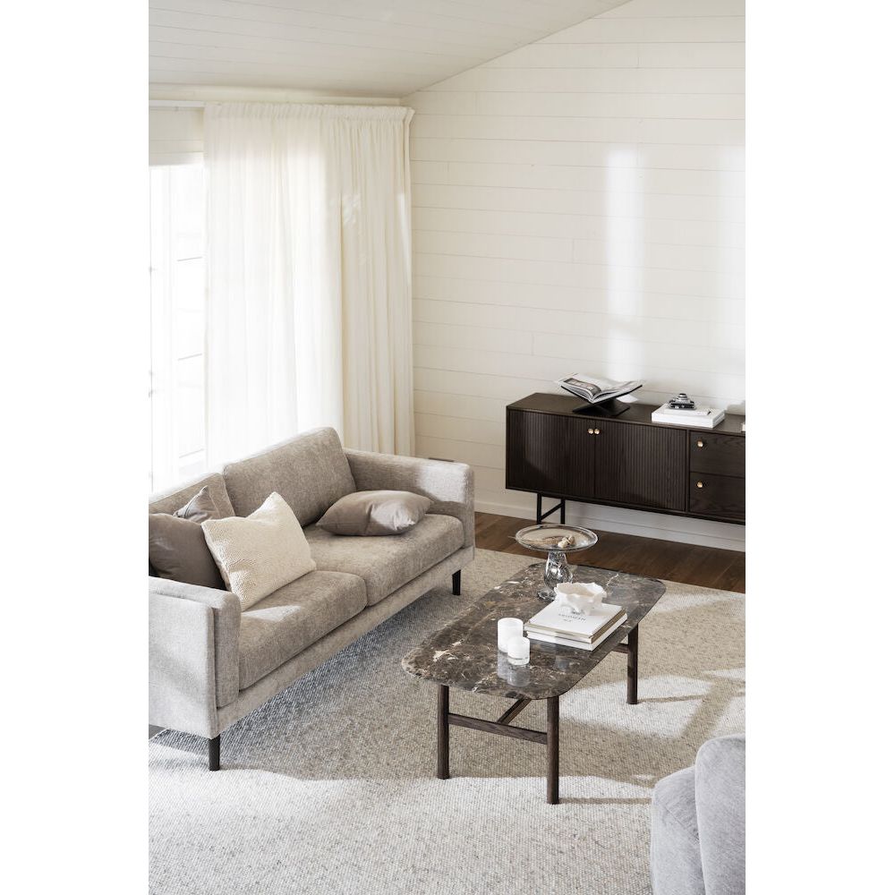 BRADEN 3-Sitzer-Sofa Hellbeige/Braun 216x87x78cm - ZEN ZONE