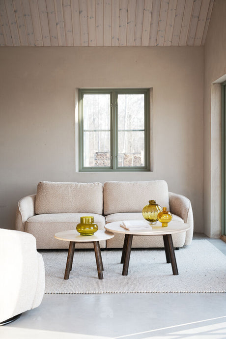 TARANSAY Couchtisch Rund Beige/braun 60x60x40cm - ZEN ZONE Furniture