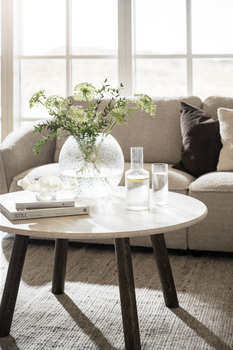 TARANSAY Couchtisch Rund Beige/braun 90x90x45cm - ZEN ZONE Furniture