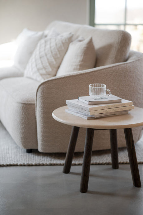 TARANSAY Couchtisch Rund Beige/braun 60x60x40cm - ZEN ZONE Furniture