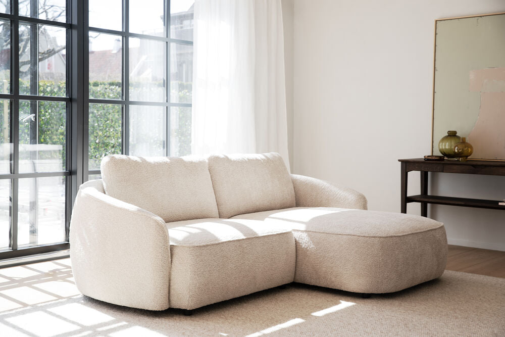 NORRIS 3-Sitzer Sofa Chaise Longue Rechts Anna #2 hellbeige 226x162x80cm - ZEN ZONE Furniture