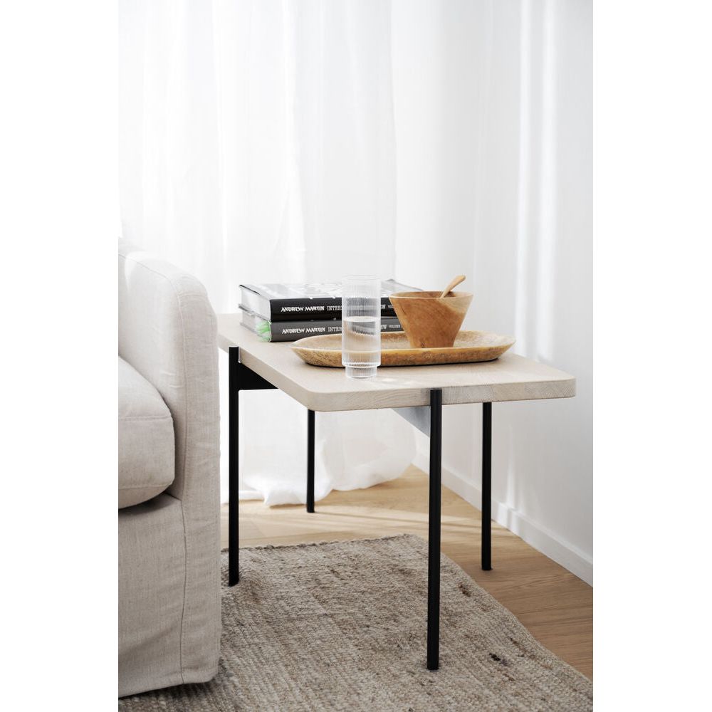 SHELTON Couchtisch Weiß pigmentiert/Schwarz 95x50x45cm - ZEN ZONE Furniture