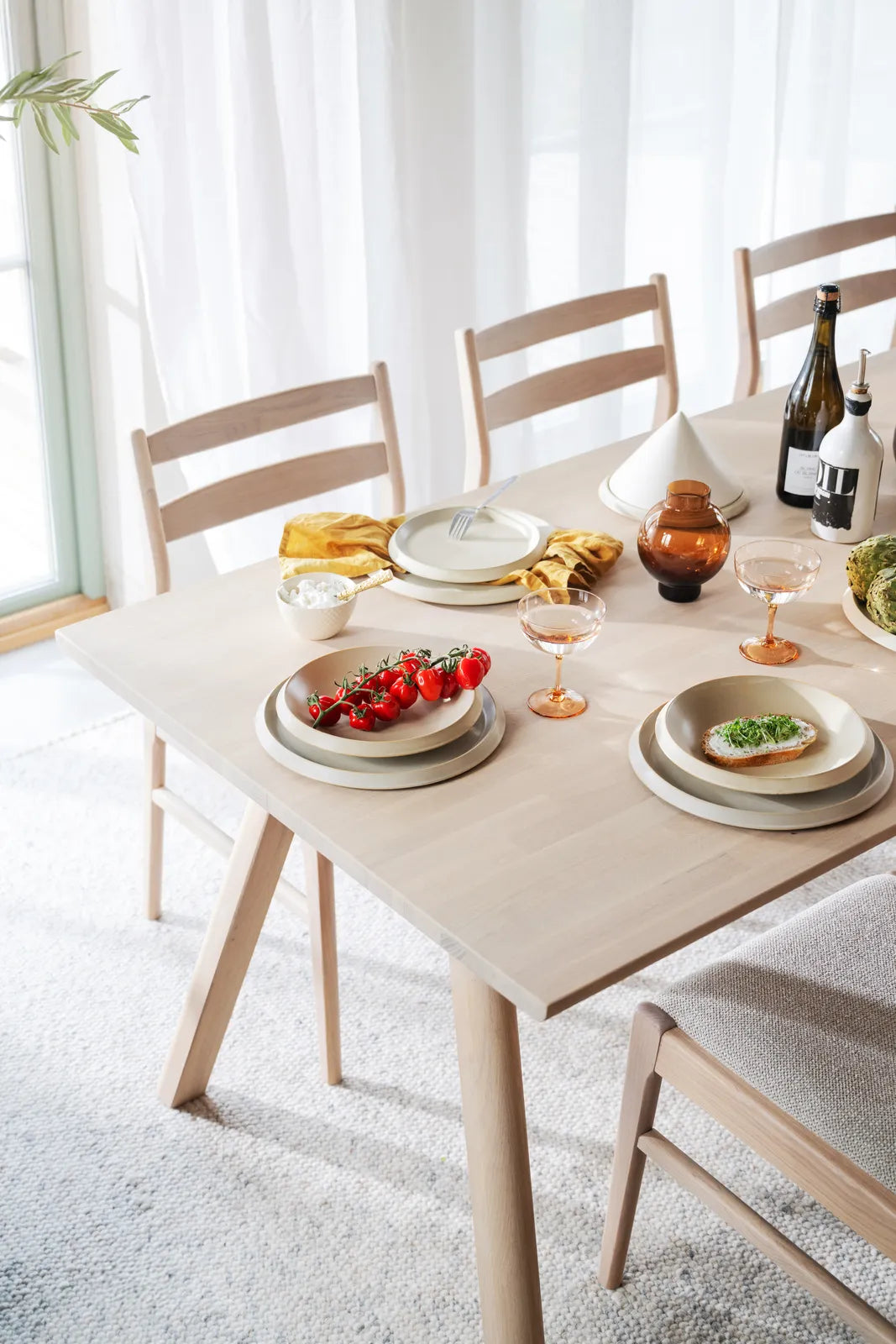 CLAPPERTON Esstisch massive Eiche Weiß pigmentiert 220x95x74cm